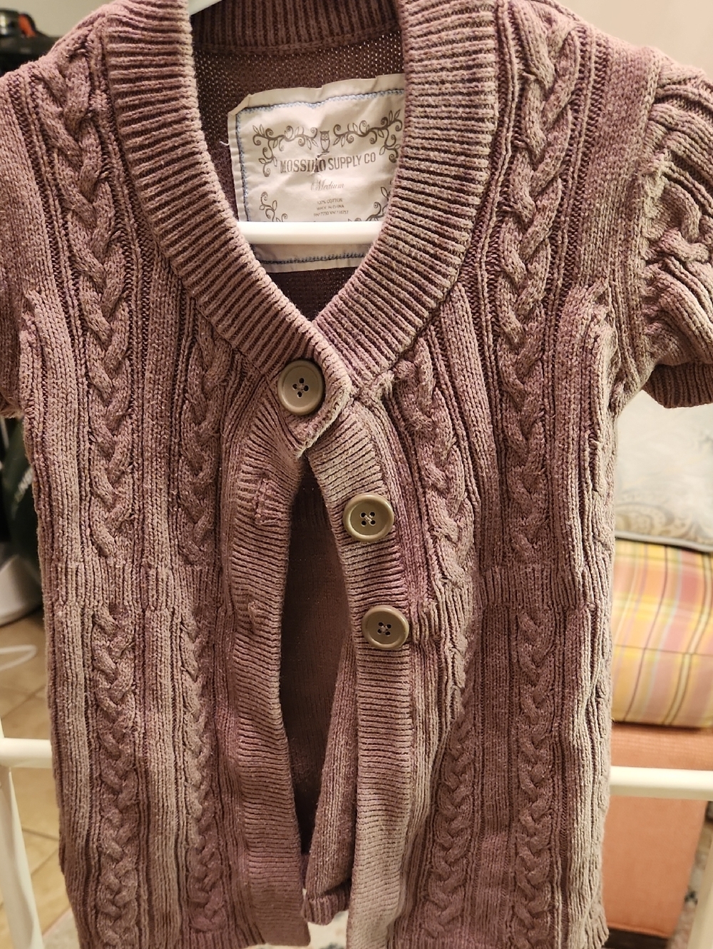 Mossimo Supply Co. Dusty Mauve Cable Knit Button Cardigan